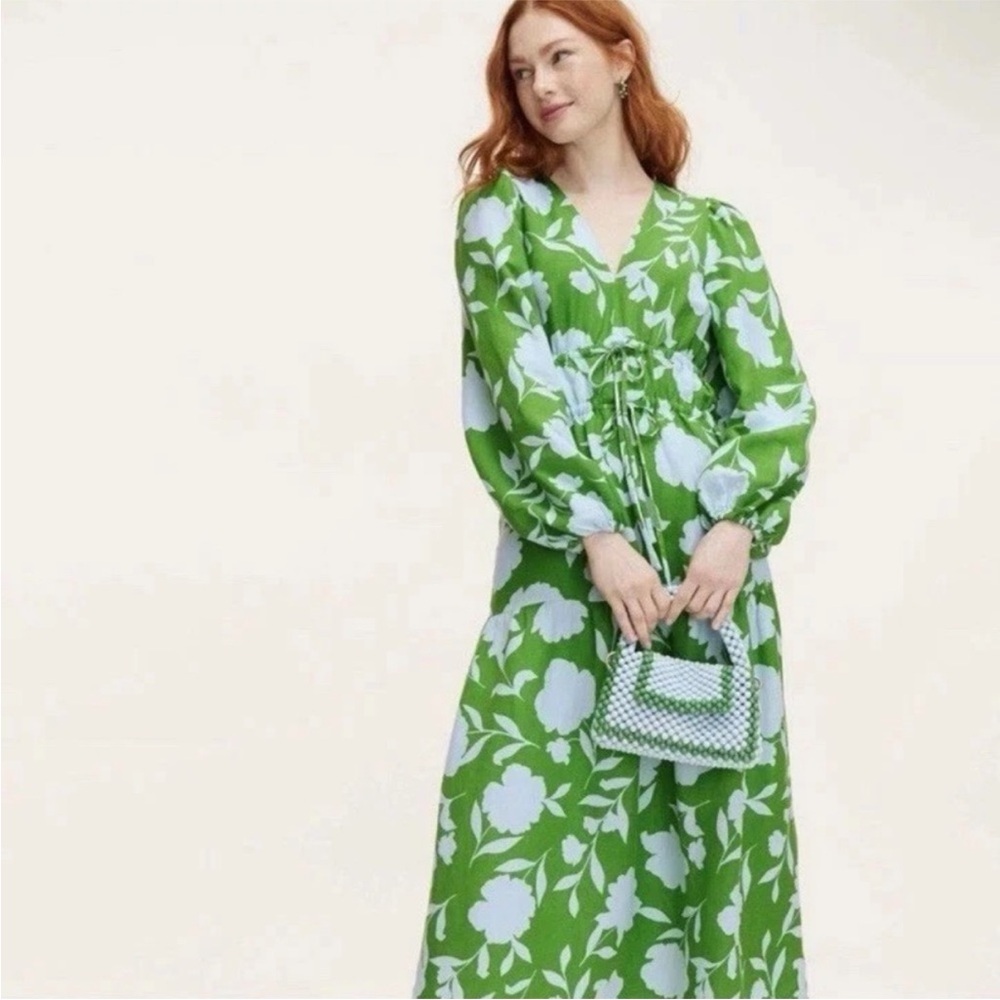 Classic Rose Linen Long Sleeve Maxi Dress Kate Spade x Target - Picture 2 of 8
